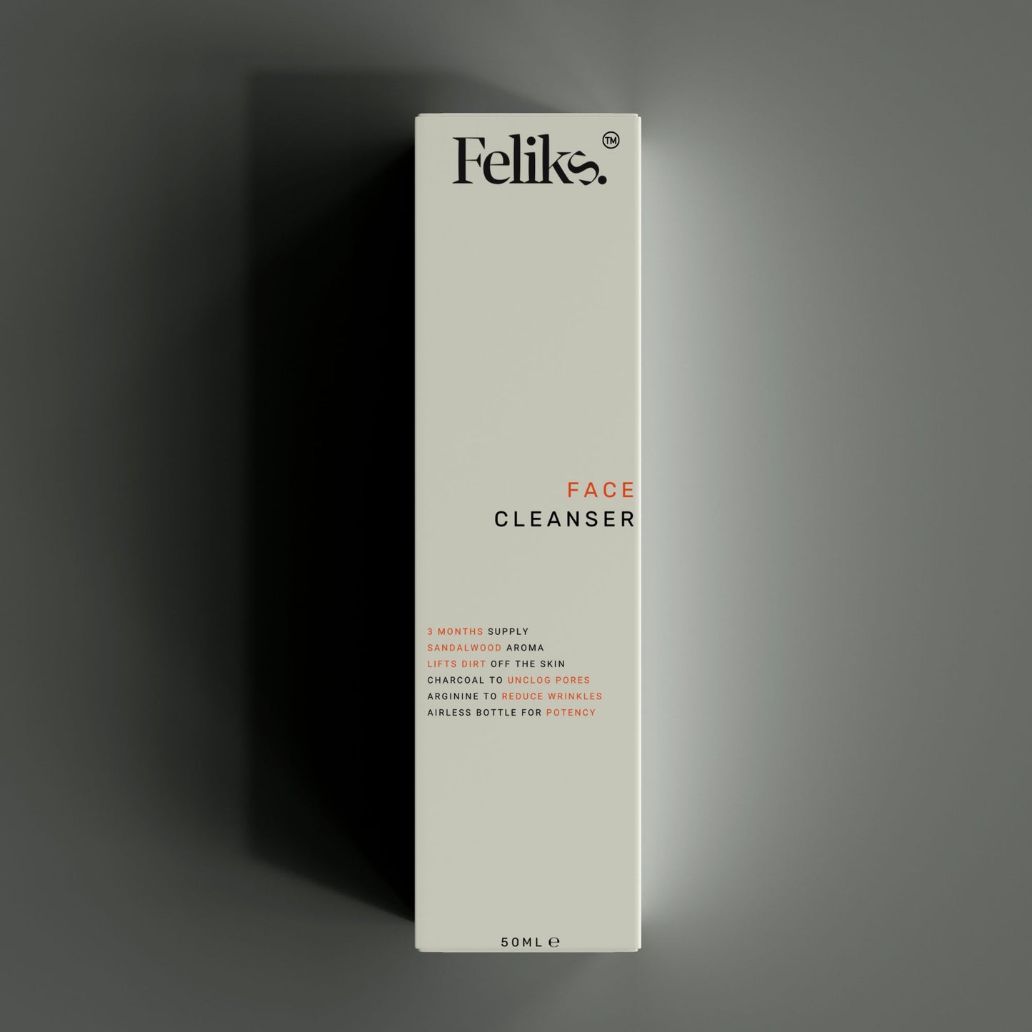 Felike Face Cleanser packaging on a dark background