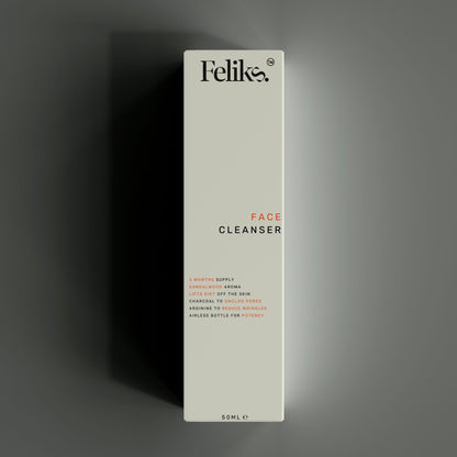 Felike Face Cleanser packaging on a dark background